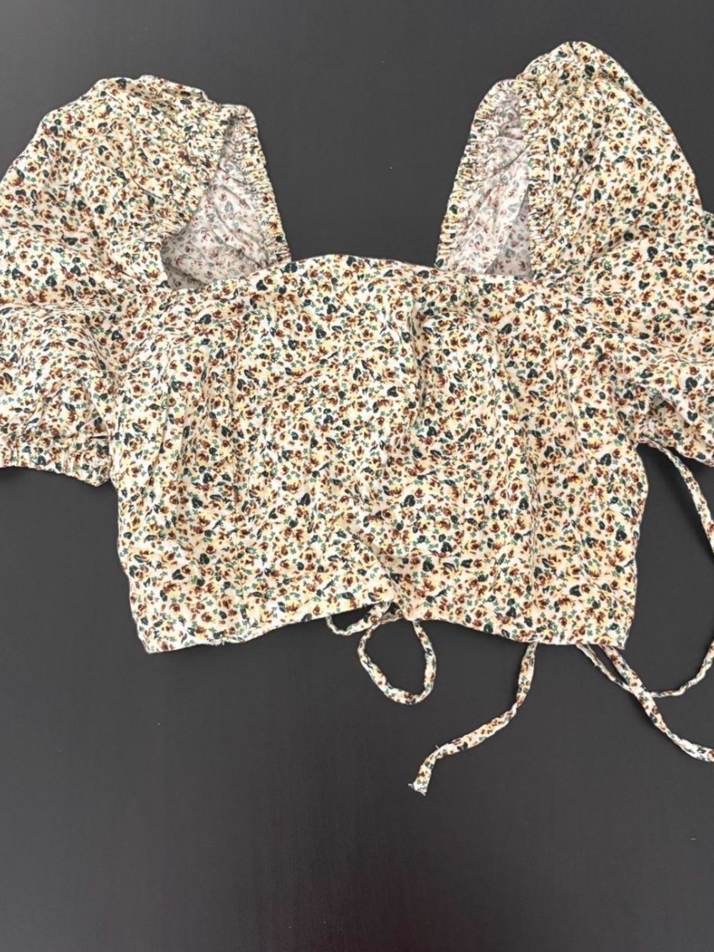 Zara floral square cut crop top with tie back
